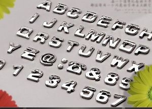 lettres adhésives 3D chrome